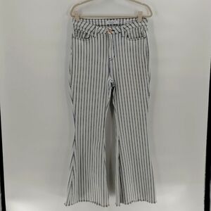 Judy Blue super flare pin striped jeans size 13 31 stretch raw hem denim
